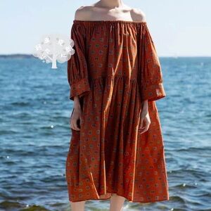 Off-Shoulder Orange Dress